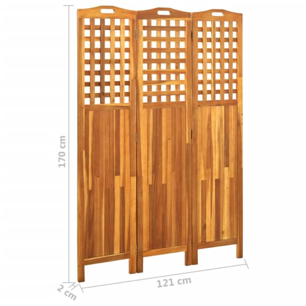 vidaXL 3-Panel Room Divider 47.6"x0.8"x66.9" Solid Acacia Wood - Image 7