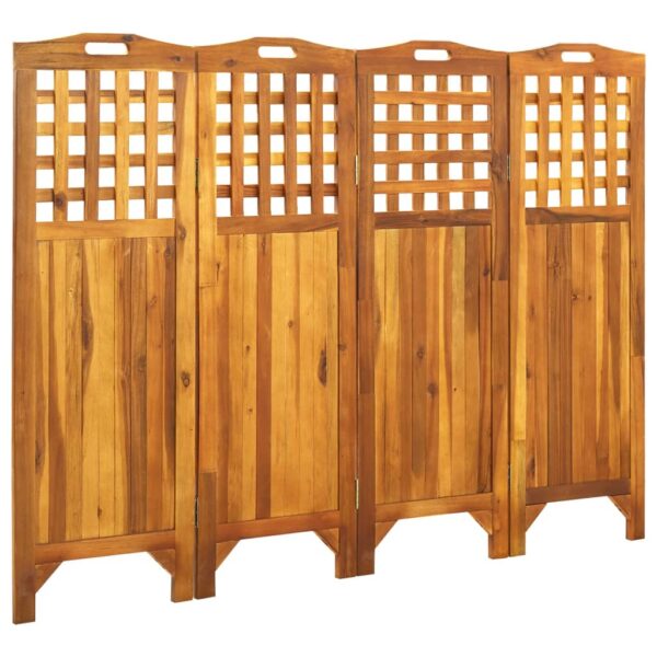 vidaXL 4-Panel Room Divider 63.4"x0.8"x47.2" Solid Acacia Wood