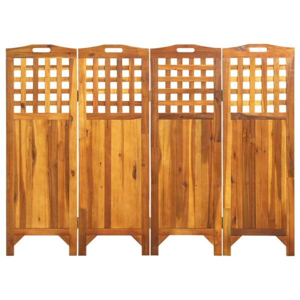 vidaXL 4-Panel Room Divider 63.4"x0.8"x47.2" Solid Acacia Wood - Image 2