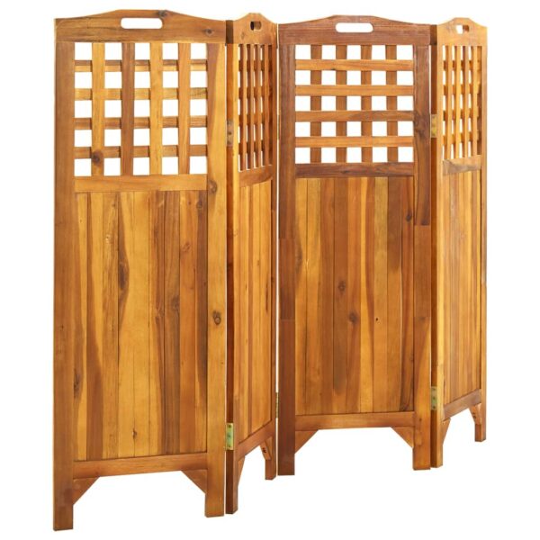 vidaXL 4-Panel Room Divider 63.4"x0.8"x47.2" Solid Acacia Wood - Image 3