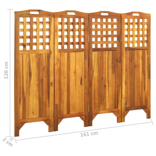 vidaXL 4-Panel Room Divider 63.4"x0.8"x47.2" Solid Acacia Wood - Image 7