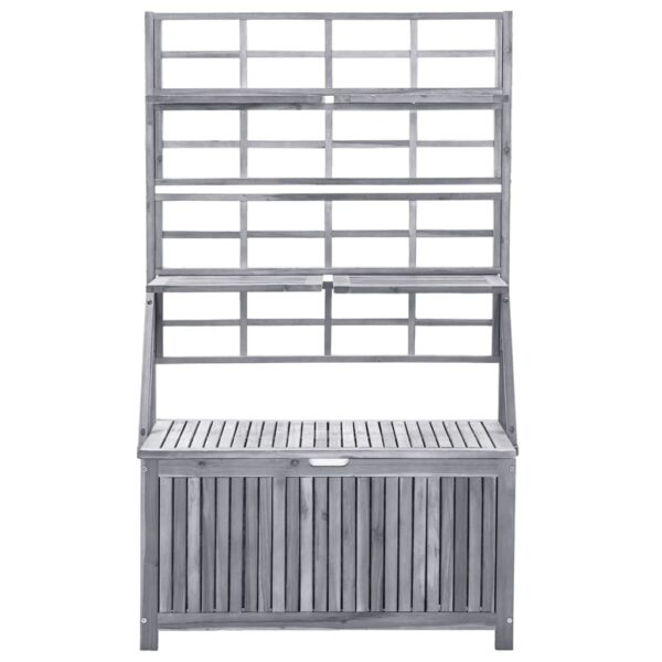 vidaXL Storage Box with Trellis Gray 39"x21.7"x63" Solid Acacia Wood - Image 3