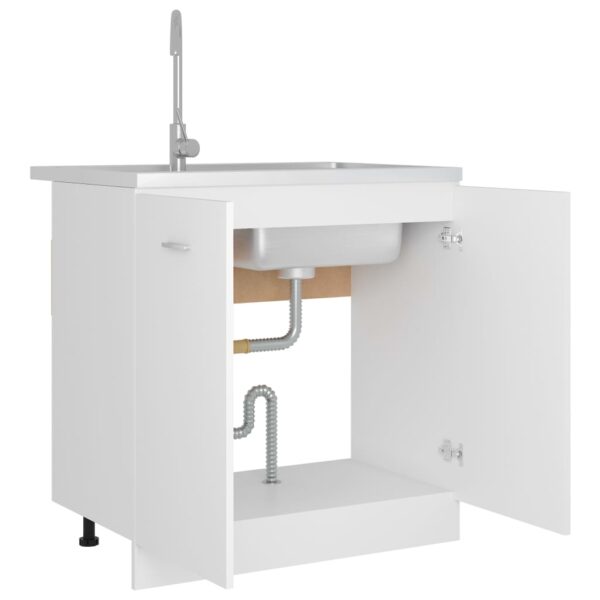 vidaXL Sink Bottom Cabinet White 31.5"x18.1"x32.1" Engineered Wood - Image 4