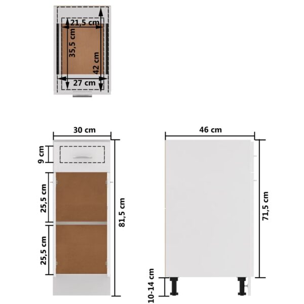 vidaXL Drawer Bottom Cabinet White 11.8"x18.1"x32.1" Engineered Wood - Image 11