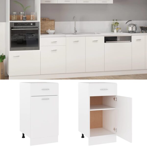 vidaXL Drawer Bottom Cabinet White 15.7"x18.1"x32.1" Engineered Wood - Image 2