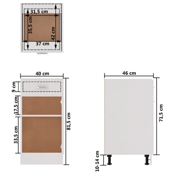 vidaXL Drawer Bottom Cabinet White 15.7"x18.1"x32.1" Engineered Wood - Image 11