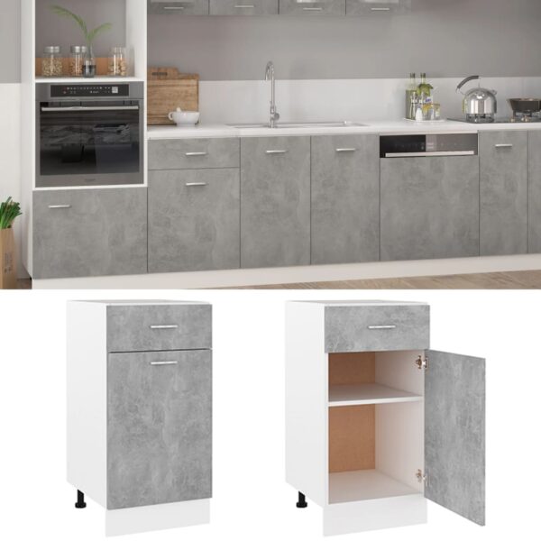 vidaXL Drawer Bottom Cabinet Concrete Gray 15.7"x18.1"x32.1" Engineered Wood - Image 2