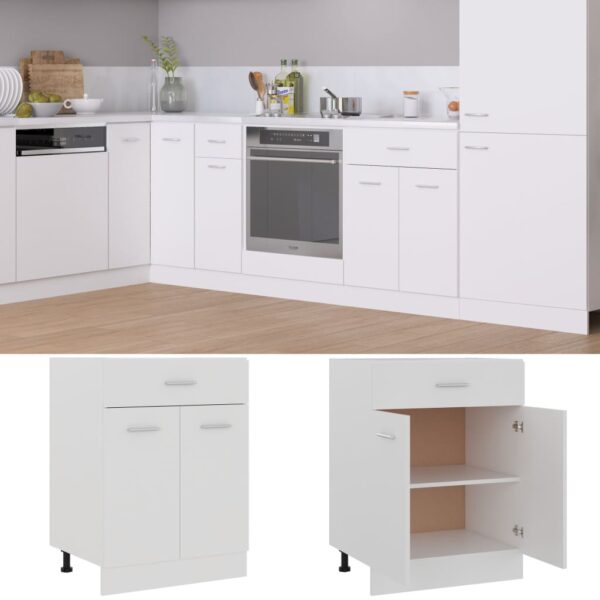 vidaXL Drawer Bottom Cabinet White 23.6"x18.1"x32.1" Engineered Wood - Image 2