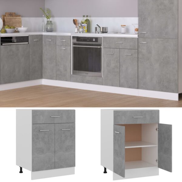 vidaXL Drawer Bottom Cabinet Concrete Gray 23.6"x18.1"x32.1" Engineered Wood - Image 2