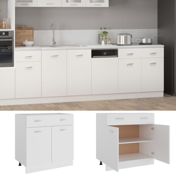 vidaXL Drawer Bottom Cabinet White 31.5"x18.1"x32.1" Engineered Wood - Image 2