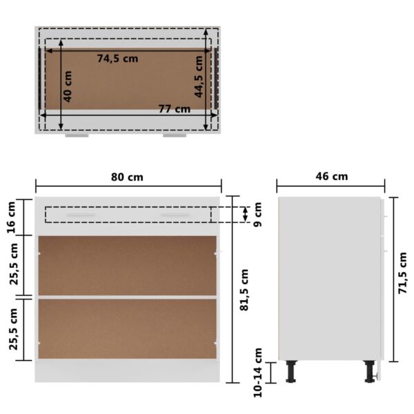 vidaXL Drawer Bottom Cabinet White 31.5"x18.1"x32.1" Engineered Wood - Image 10