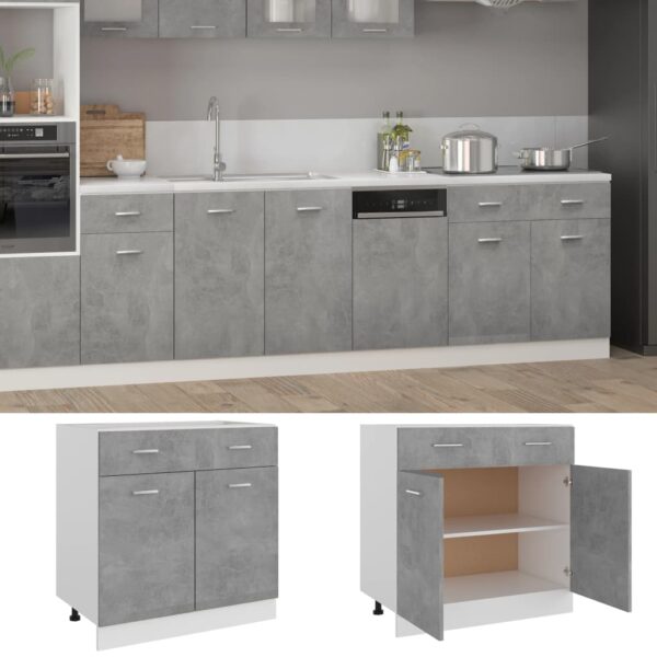 vidaXL Drawer Bottom Cabinet Concrete Gray 31.5"x18.1"x32.1" Engineered Wood - Image 2