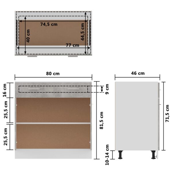 vidaXL Drawer Bottom Cabinet Concrete Gray 31.5"x18.1"x32.1" Engineered Wood - Image 10