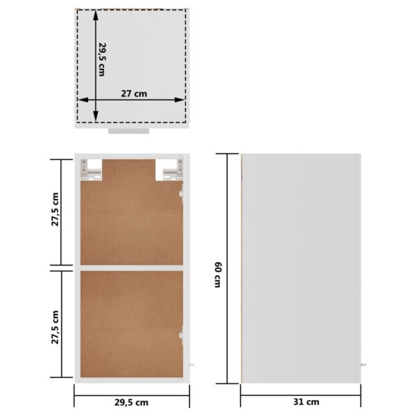 vidaXL Hanging Cabinet White 11.6"x12.2"x23.6" Engineered Wood - Image 10