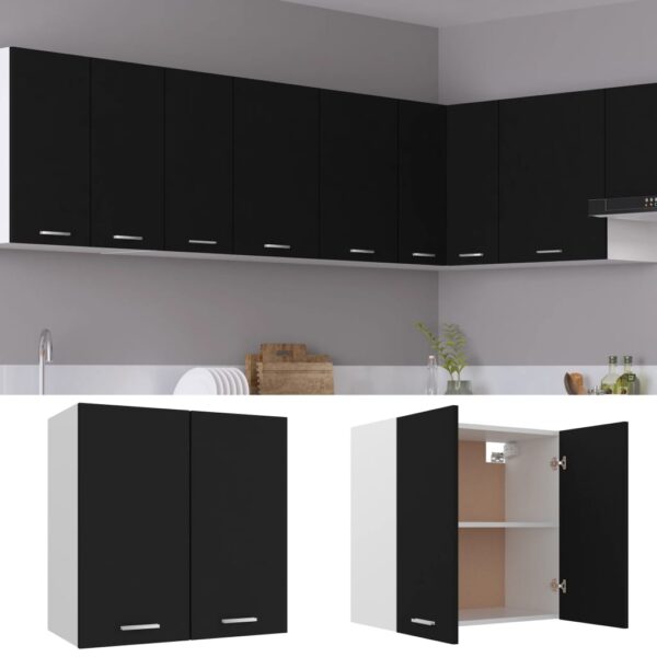 vidaXL Hanging Cabinet Black 23.6"x12.2"x23.6" Engineered Wood - Image 2