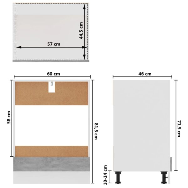 vidaXL Oven Cabinet Concrete Gray 23.6"x18.1"x32.1" Engineered Wood - Image 9