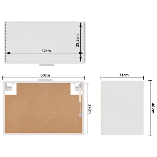 vidaXL Hanging Cabinet White 23.6"x12.2"x15.7" Engineered Wood - Image 9