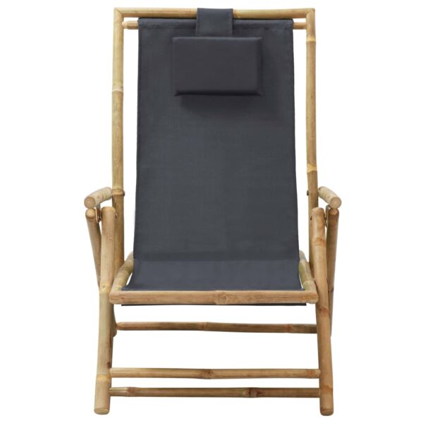 vidaXL Reclining Relaxing Chair Dark Gray Bamboo and Fabric - Image 2