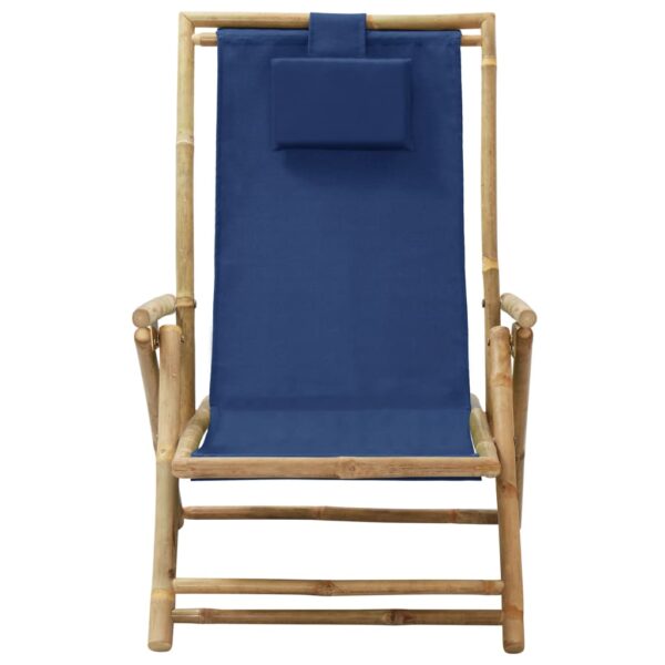 vidaXL Reclining Relaxing Chair Navy Blue Bamboo and Fabric - Image 2