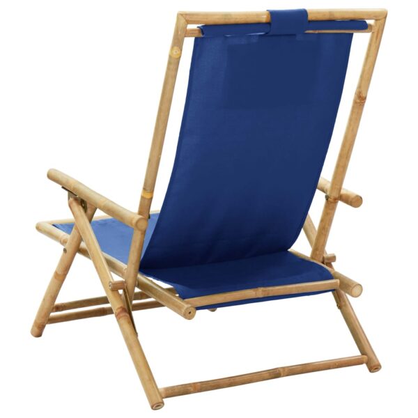 vidaXL Reclining Relaxing Chair Navy Blue Bamboo and Fabric - Image 5