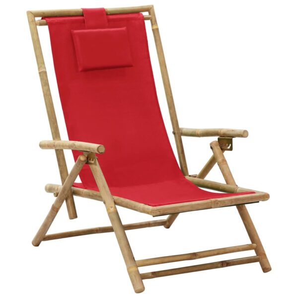 vidaXL Reclining Relaxing Chair Red Bamboo and Fabric