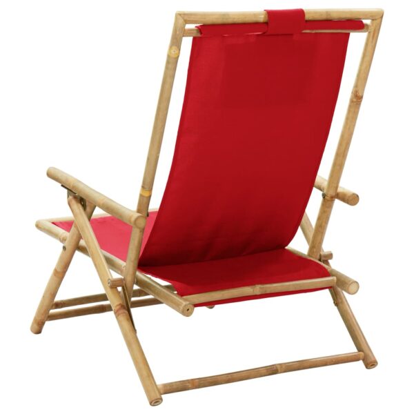 vidaXL Reclining Relaxing Chair Red Bamboo and Fabric - Image 5