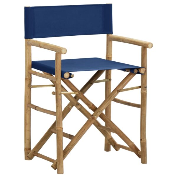 vidaXL Folding Director's Chairs 2 pcs Blue Bamboo and Fabric - Image 2