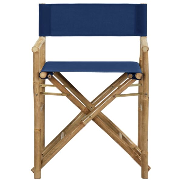 vidaXL Folding Director's Chairs 2 pcs Blue Bamboo and Fabric - Image 3