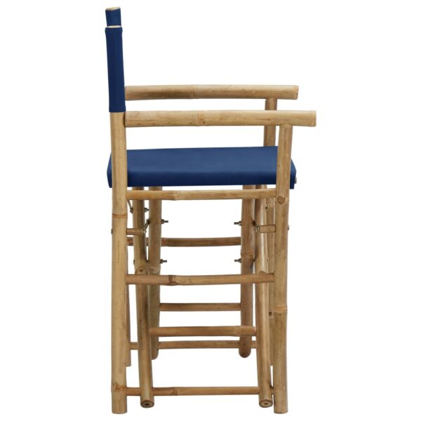 vidaXL Folding Director's Chairs 2 pcs Blue Bamboo and Fabric - Image 4