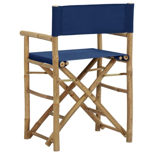 vidaXL Folding Director's Chairs 2 pcs Blue Bamboo and Fabric - Image 5