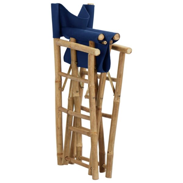 vidaXL Folding Director's Chairs 2 pcs Blue Bamboo and Fabric - Image 6