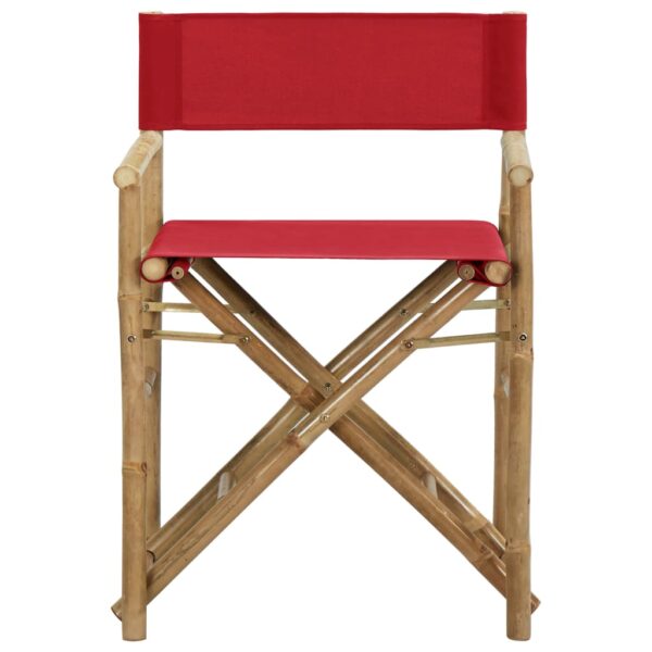 vidaXL Folding Director's Chairs 2 pcs Red Bamboo and Fabric - Image 3