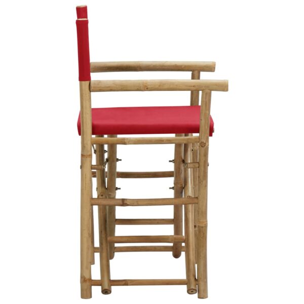 vidaXL Folding Director's Chairs 2 pcs Red Bamboo and Fabric - Image 4