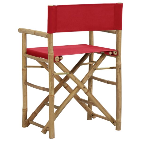 vidaXL Folding Director's Chairs 2 pcs Red Bamboo and Fabric - Image 5