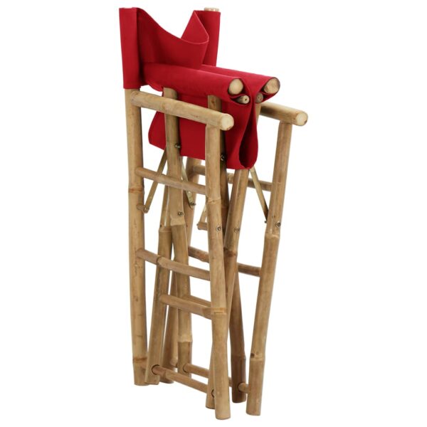 vidaXL Folding Director's Chairs 2 pcs Red Bamboo and Fabric - Image 6