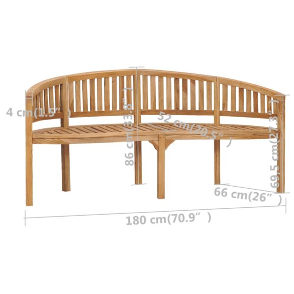 vidaXL Banana Bench 70.9" Solid Teak Wood - Image 7