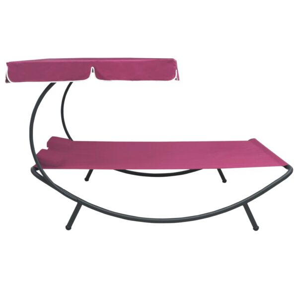 vidaXL Patio Lounge Bed with Canopy and Pillows Pink - Image 3