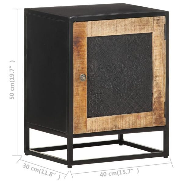 vidaXL Bedside Cabinet 15.7"x11.8"x19.7" Rough Mango Wood - Image 6