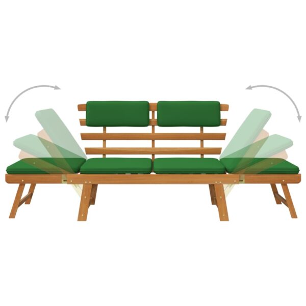 vidaXL Patio Bench with Cushions 2-in-1 74.8" Solid Acacia Wood - Image 5