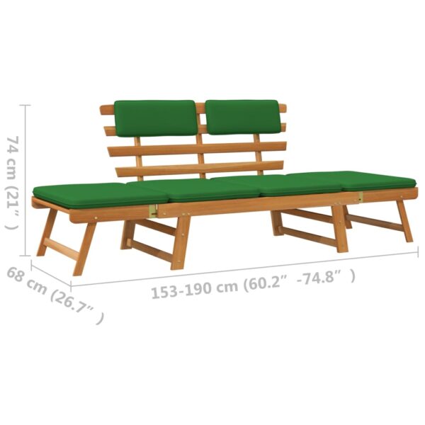 vidaXL Patio Bench with Cushions 2-in-1 74.8" Solid Acacia Wood - Image 9