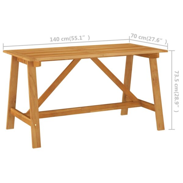 vidaXL Patio Dining Table 55.1"x27.6"x28.9" Solid Acacia Wood - Image 6