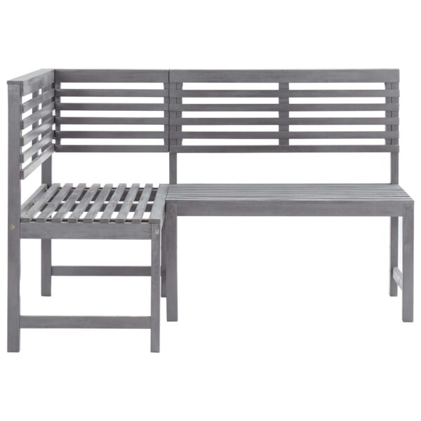 vidaXL Patio Corner Bench Gray 55.1" Solid Acacia Wood - Image 3