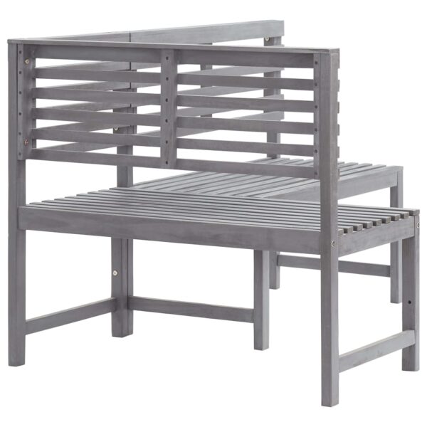 vidaXL Patio Corner Bench Gray 55.1" Solid Acacia Wood - Image 4