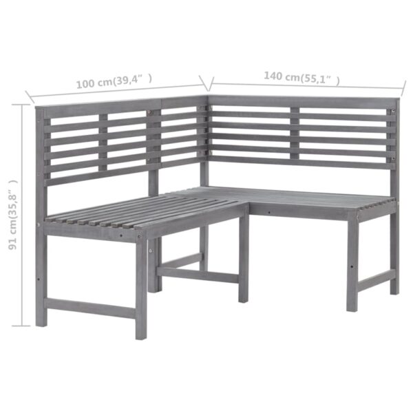 vidaXL Patio Corner Bench Gray 55.1" Solid Acacia Wood - Image 7