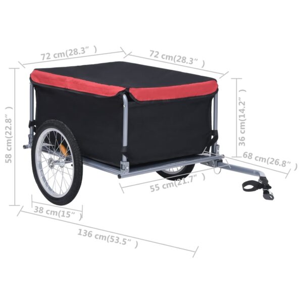 vidaXL Bike Trailer Black and Red 143.3 lb - Image 8