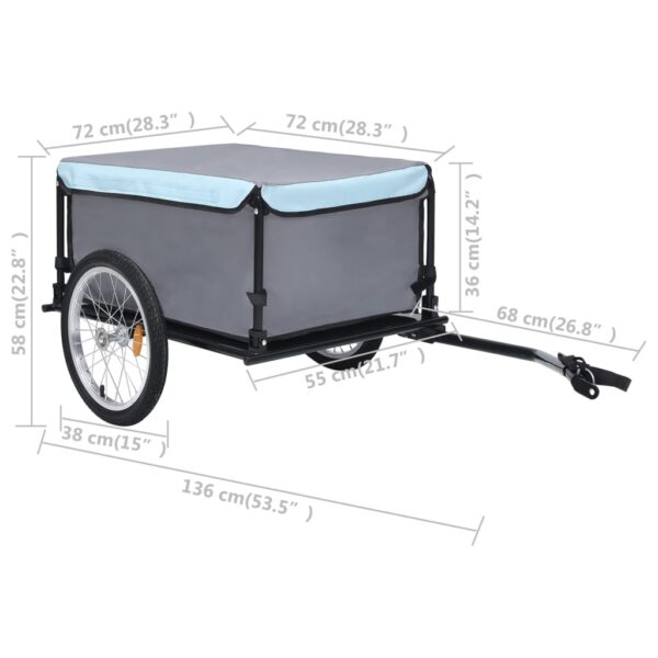 vidaXL Bike Trailer Black and Blue 143.3 lb - Image 8