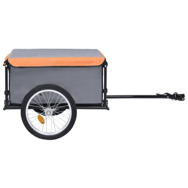 vidaXL Bike Trailer Gray and Orange 143.3 lb - Image 3