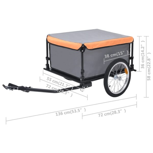 vidaXL Bike Trailer Gray and Orange 143.3 lb - Image 6