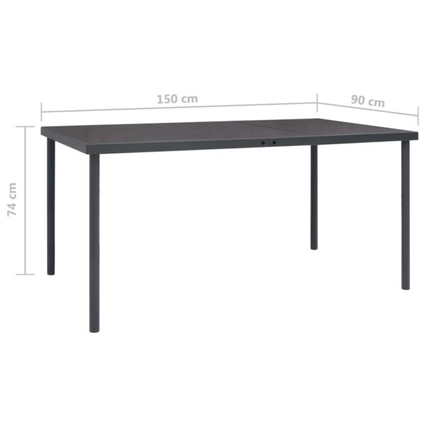 vidaXL Patio Dining Table Anthracite 59.1"x35.4"x29.1" Steel - Image 6