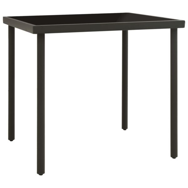 vidaXL Patio Dining Table Anthracite 31.5"x31.5"x28.3" Glass and Steel - Image 2